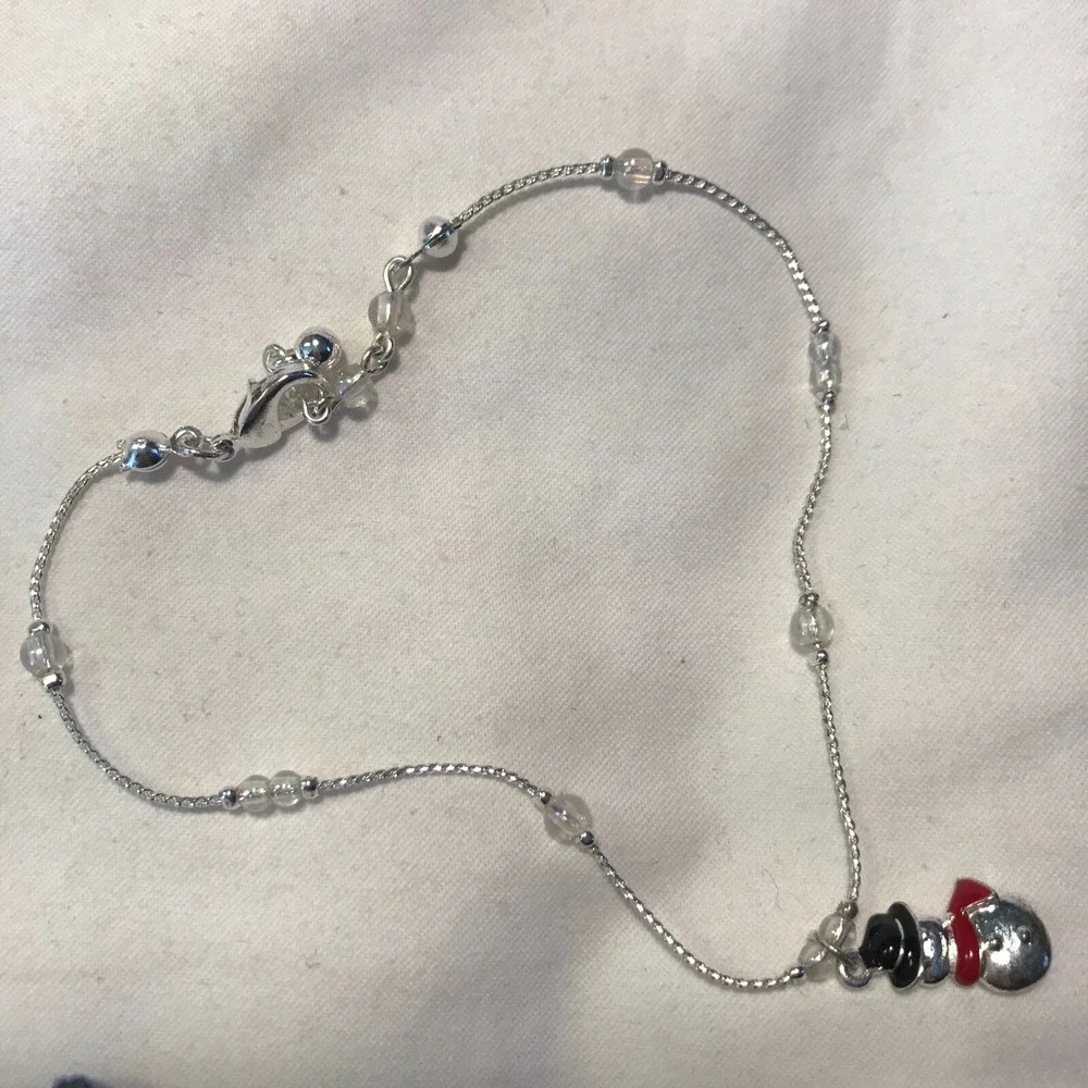 Vintage Avon Holiday Charm Anklet - Snowman
